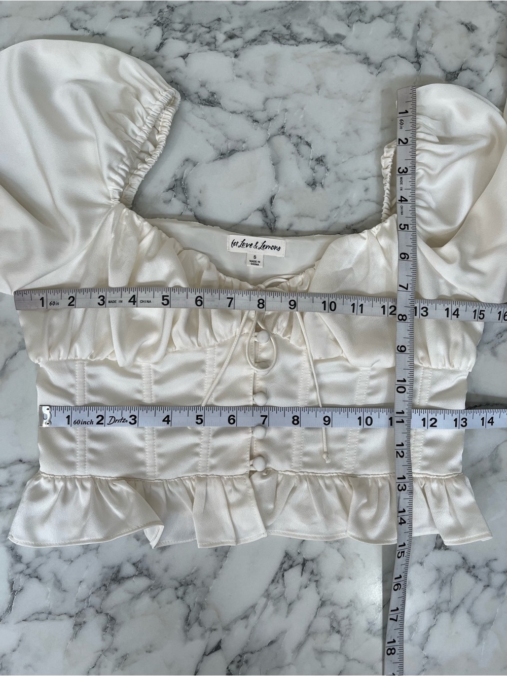 For Love and Lemons Carina blouse off white satin milkmaid corset Victorian S - Picture 6 of 11